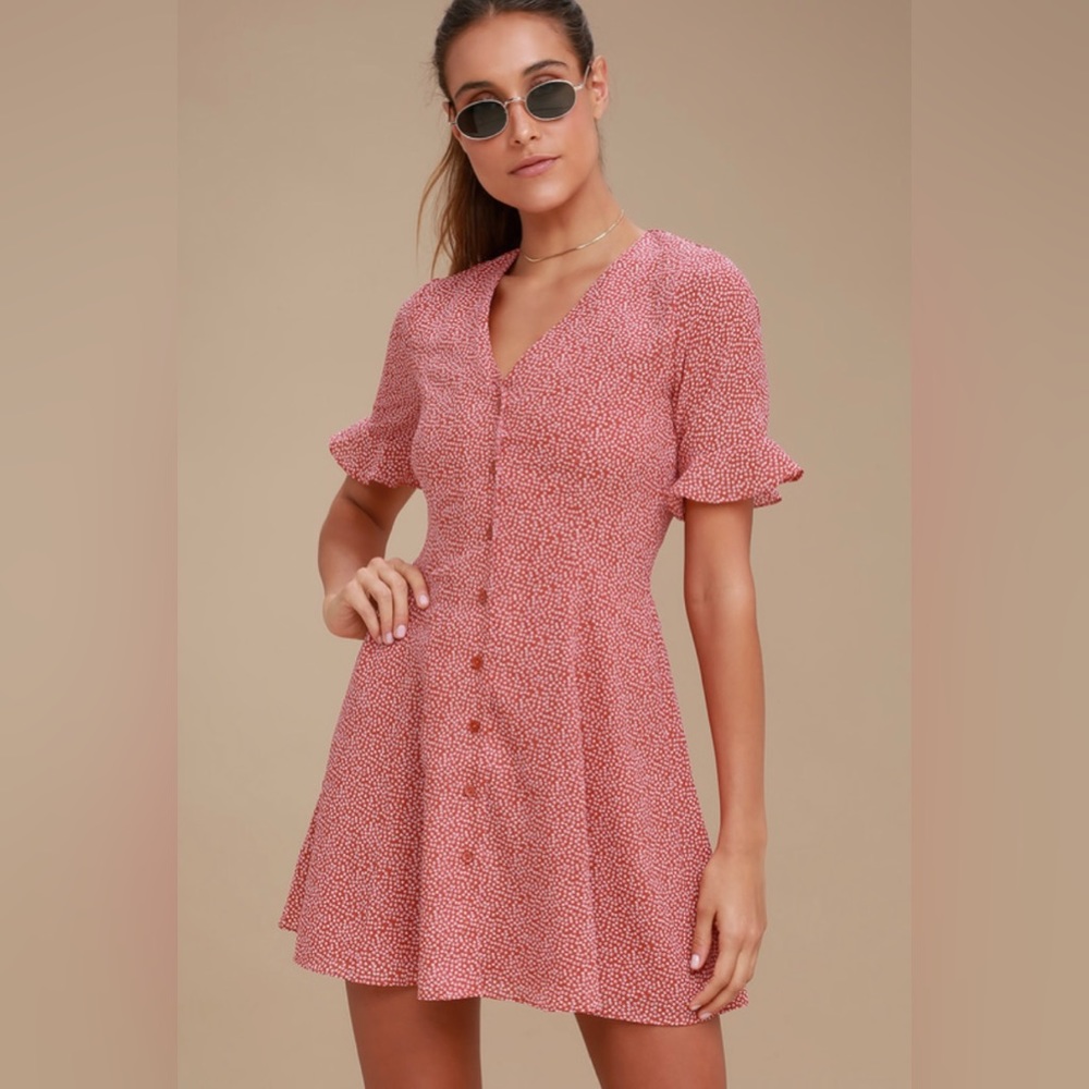 Lulus Castana Button A-line Dress